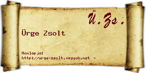 Ürge Zsolt névjegykártya