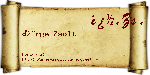 Ürge Zsolt névjegykártya